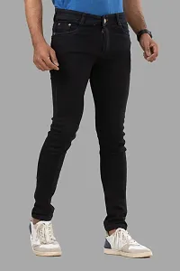 Stylish Black Solid Denim Mid-Rise Jeans For Men-thumb2