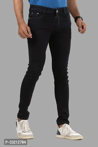 Stylish Black Solid Denim Mid-Rise Jeans For Men-thumb3