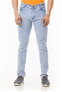 Stylish Blue Denim Solid Mid-Rise Jeans For Men-thumb1