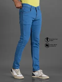 Stylish Blue Solid Denim Mid-Rise Jeans For Men-thumb2