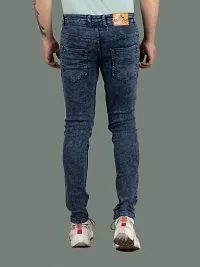 Stylish Blue Denim Solid Mid-Rise Jeans For Men-thumb1