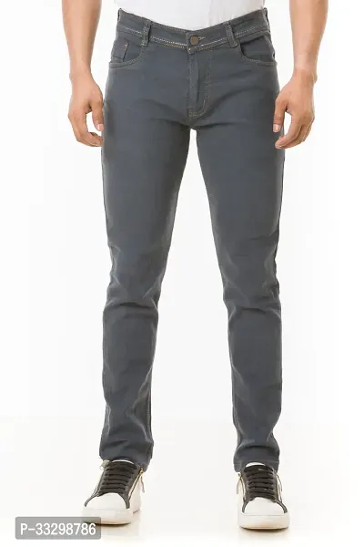 Stylish Denim Grey Slim Fit Mid-Rise Jeans For Men-thumb0