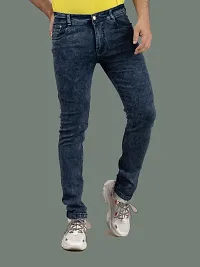 Stylish Blue Denim Solid Mid-Rise Jeans For Men-thumb3