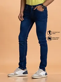 Stylish Blue Solid Denim Mid-Rise Jeans For Men-thumb3