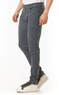 Stylish Grey Solid Denim Mid-Rise Jeans For Men-thumb3