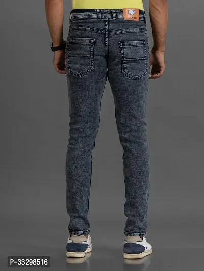 Stylish Denim Grey Slim Fit Mid-Rise Jeans For Men-thumb2