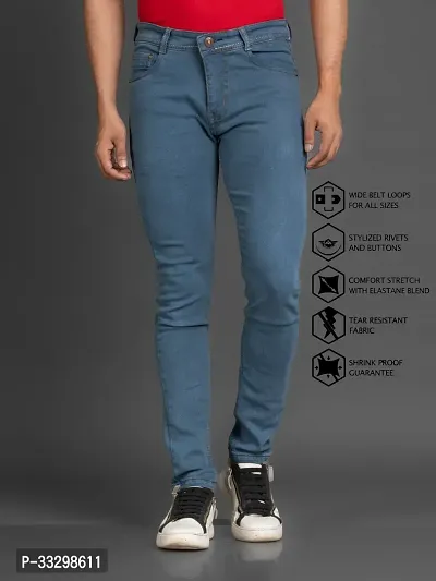 Stylish Denim Grey Slim Fit Mid-Rise Jeans For Men-thumb0