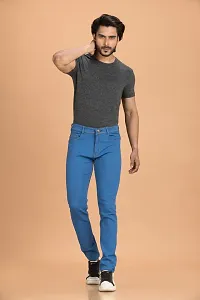 Stylish Blue Denim Solid Mid-Rise Jeans For Men-thumb4