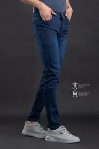 Stylish Denim Blue Slim Fit Mid-Rise Jeans For Men-thumb2