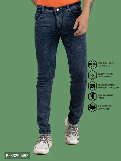 Stylish Denim Grey Slim Fit Mid-Rise Jeans For Men-thumb4