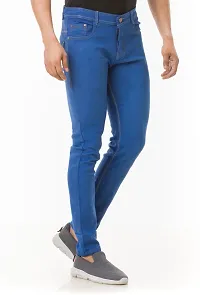 Stylish Blue Denim Solid Mid-Rise Jeans For Men-thumb2