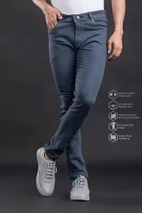 Stylish Denim Grey Slim Fit Mid-Rise Jeans For Men-thumb1