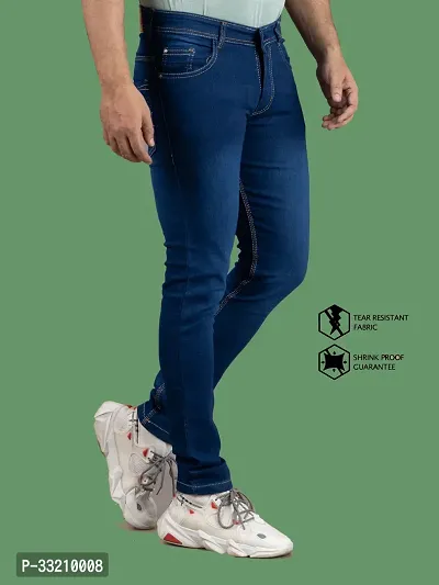 Stylish Blue Denim Faded Mid-Rise Jeans For Men-thumb3