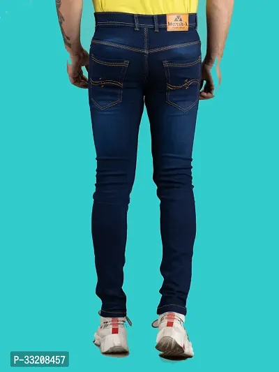 Stylish Blue Denim Faded Mid-Rise Jeans For Men-thumb4