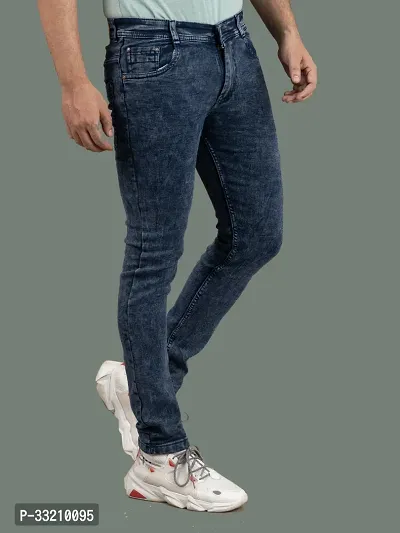 Stylish Blue Denim Solid Mid-Rise Jeans For Men-thumb3