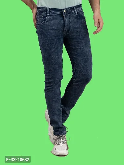 Stylish Blue Denim Solid Mid-Rise Jeans For Men-thumb4