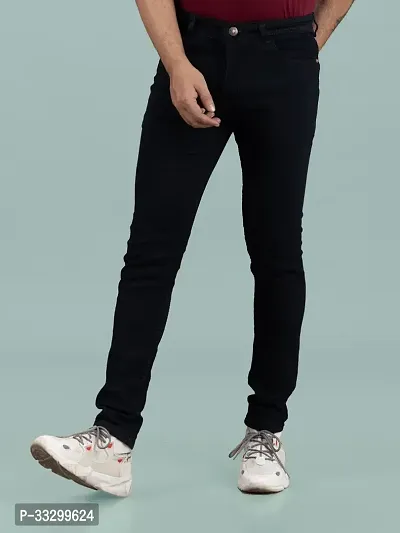 Stylish Denim Black Slim Fit Mid-Rise Jeans For Men-thumb4