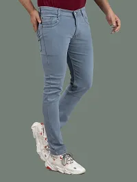 Stylish Blue Denim Solid Mid-Rise Jeans For Men-thumb2