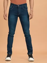 Stylish Blue Denim Faded Mid-Rise Jeans For Men-thumb1