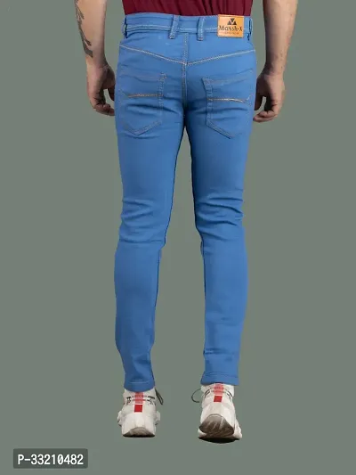 Stylish Blue Denim Solid Mid-Rise Jeans For Men-thumb2