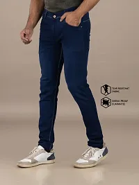 Stylish Blue Solid Denim Mid-Rise Jeans For Men-thumb3