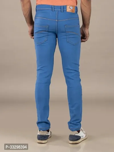 Stylish Denim Blue Slim Fit Mid-Rise Jeans For Men-thumb2