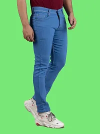 Stylish Blue Denim Solid Mid-Rise Jeans For Men-thumb2