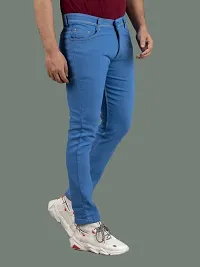 Stylish Blue Denim Solid Mid-Rise Jeans For Men-thumb2