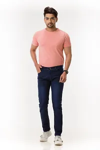 Stylish Blue Denim Solid Mid-Rise Jeans For Men-thumb4