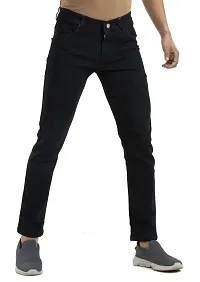 Stylish Black Denim Solid Mid-Rise Jeans For Men-thumb1