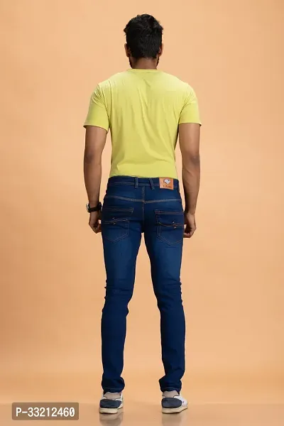 Stylish Blue Solid Denim Mid-Rise Jeans For Men-thumb2