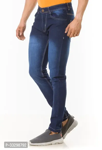 Stylish Denim Blue Slim Fit Mid-Rise Jeans For Men-thumb4