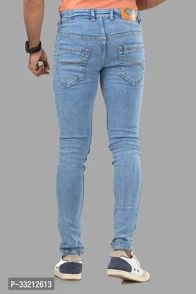 Stylish Blue Solid Denim Mid-Rise Jeans For Men-thumb2