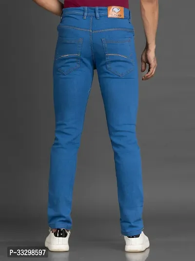 Stylish Denim Blue Slim Fit Mid-Rise Jeans For Men-thumb2