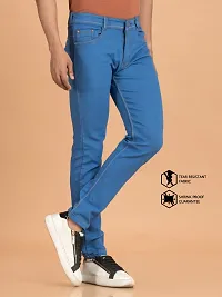 Stylish Blue Denim Solid Mid-Rise Jeans For Men-thumb2