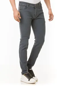 Stylish Grey Solid Denim Mid-Rise Jeans For Men-thumb2