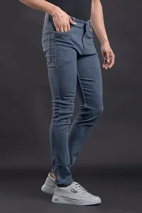 Stylish Denim Grey Slim Fit Mid-Rise Jeans For Men-thumb2