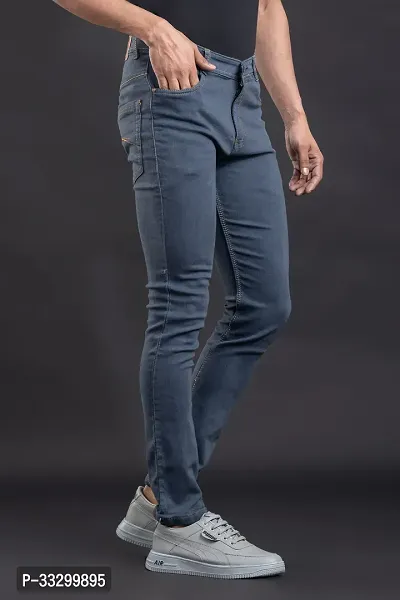 Stylish Denim Grey Slim Fit Mid-Rise Jeans For Men-thumb3