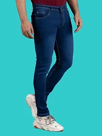 Stylish Blue Denim Faded Mid-Rise Jeans For Men-thumb2