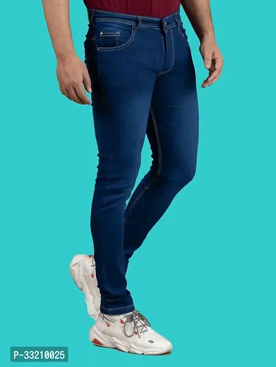 Stylish Blue Denim Faded Mid-Rise Jeans For Men-thumb3