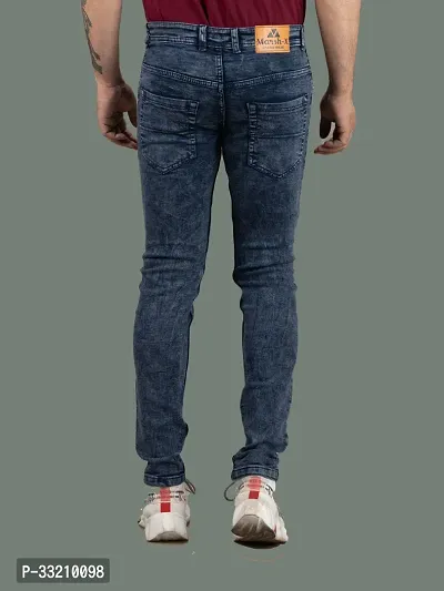 Stylish Blue Denim Solid Mid-Rise Jeans For Men-thumb2