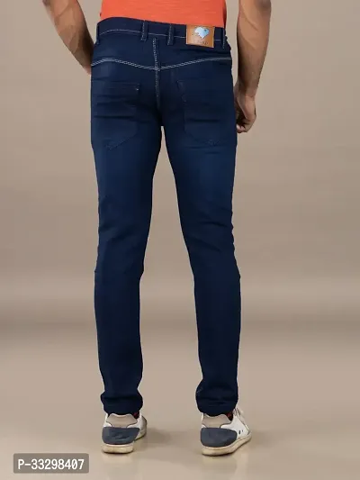 Stylish Denim Blue Slim Fit Mid-Rise Jeans For Men-thumb2