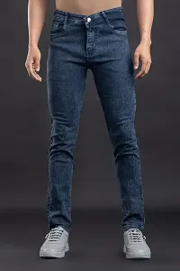 Stylish Denim Grey Slim Fit Mid-Rise Jeans For Men-thumb1