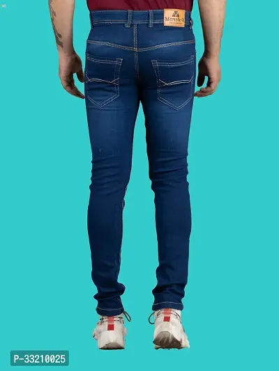 Stylish Blue Denim Faded Mid-Rise Jeans For Men-thumb2