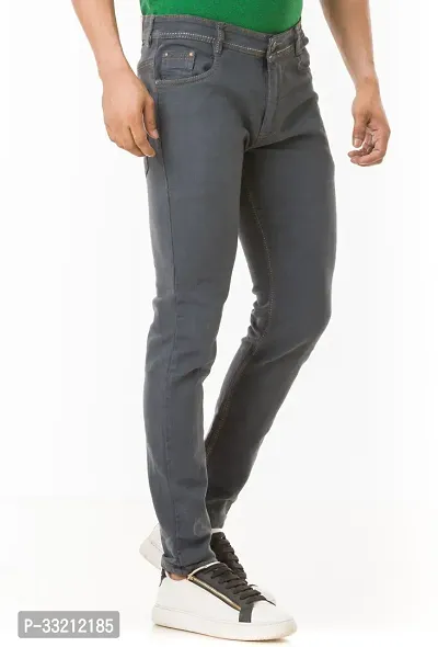 Stylish Grey Solid Denim Mid-Rise Jeans For Men-thumb3