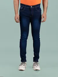 Stylish Blue Denim Faded Mid-Rise Jeans For Men-thumb3