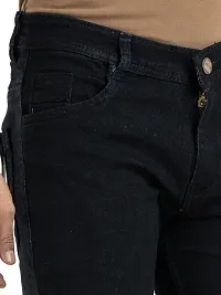 Stylish Black Denim Solid Mid-Rise Jeans For Men-thumb3