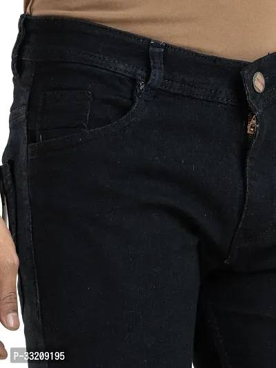 Stylish Black Denim Solid Mid-Rise Jeans For Men-thumb4