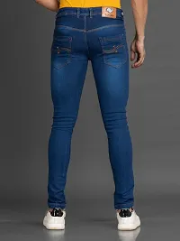 Stylish Denim Blue Slim Fit Mid-Rise Jeans For Men-thumb1