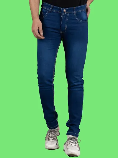 Trendy Strechable Fabric Solid Jeans For Men